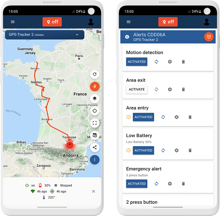 Creates alerts and live tracking