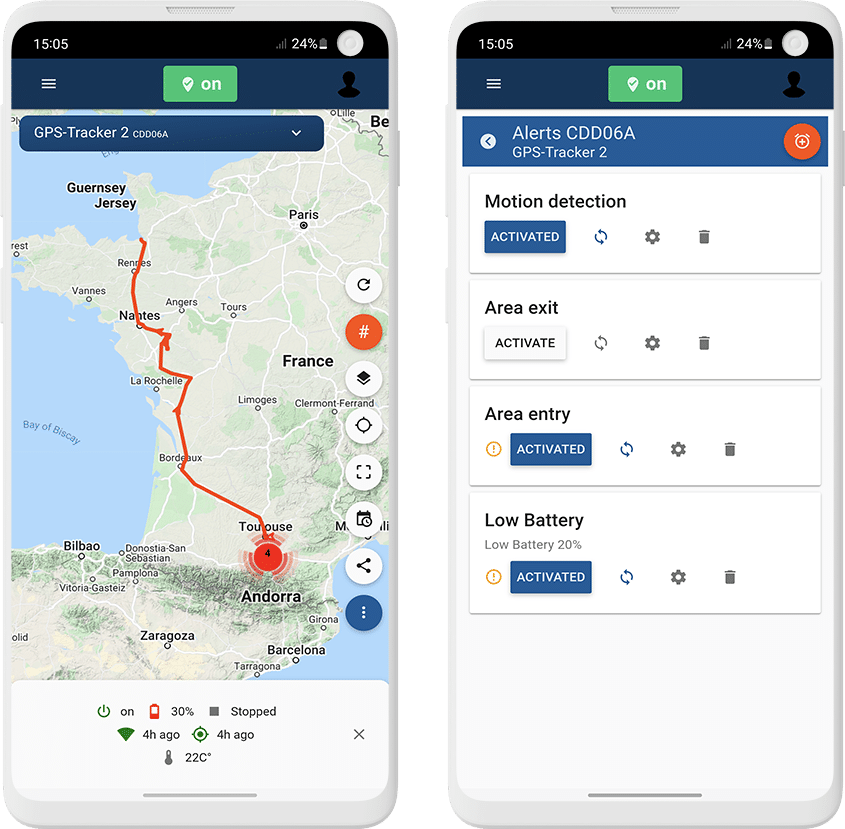 Live tracking and alerts on application Capturs