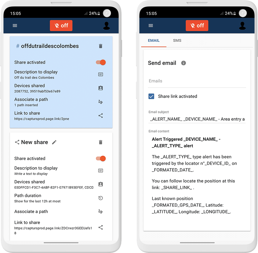 Customize your alerts on the application