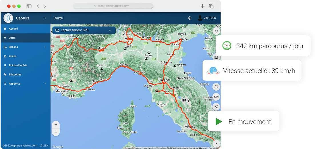 suivi temps réel depuis l'interface capturs